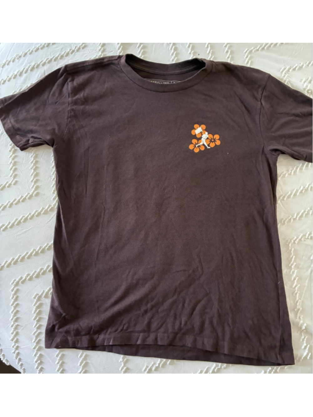 Girls Baseballism Floral Baseball Graphic Tee Brown Orange Size L